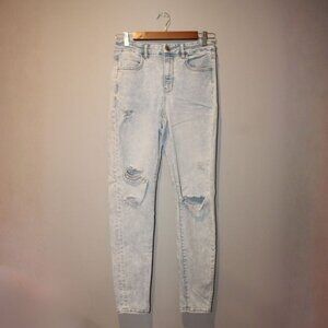American Eagle Outfitters Curvy High Rise Distressed Light Blue Jegging